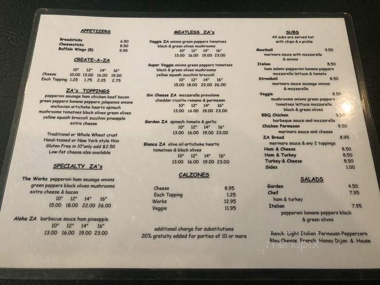 Za's Pizza Pub - Louisville, KY menu_pic