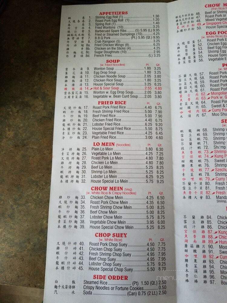 Double Dragon II - Louisville, KY menu_pic