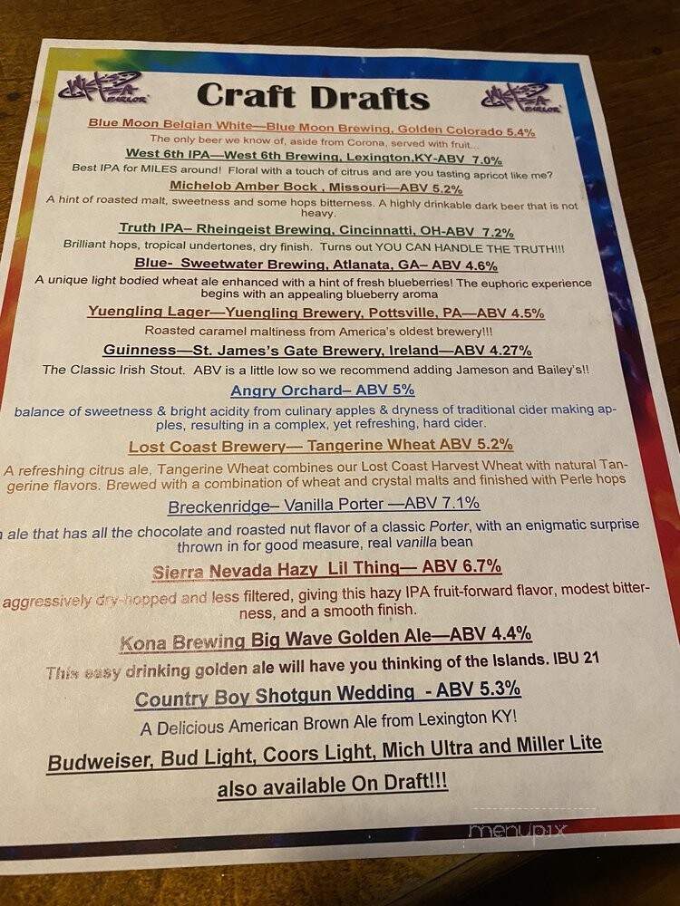 Wicks Pizza Baxter - Louisville, KY menu_pic