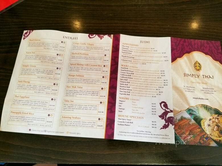 Simply Thai - Louisville, KY menu_pic