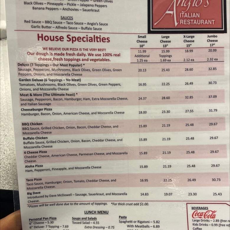 Angio's Italian Restaurant - Louisville, KY menu_pic