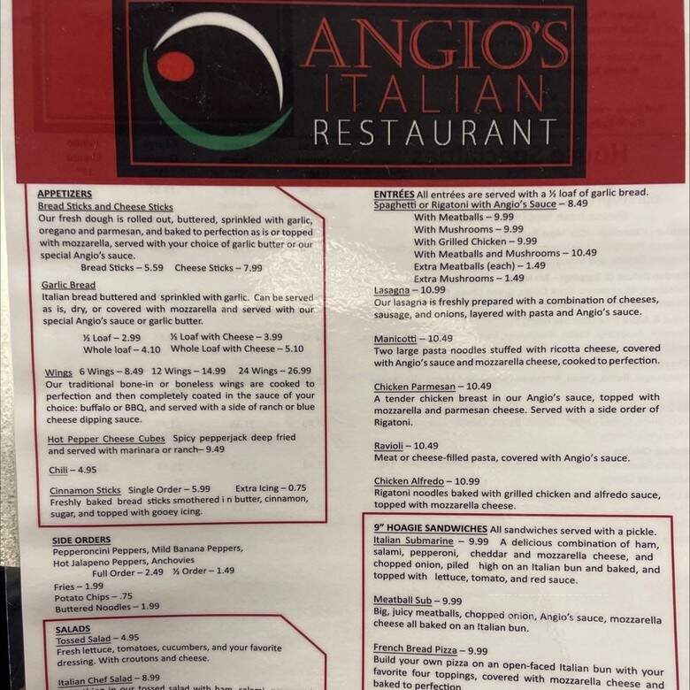 Angio's Italian Restaurant - Louisville, KY menu_pic