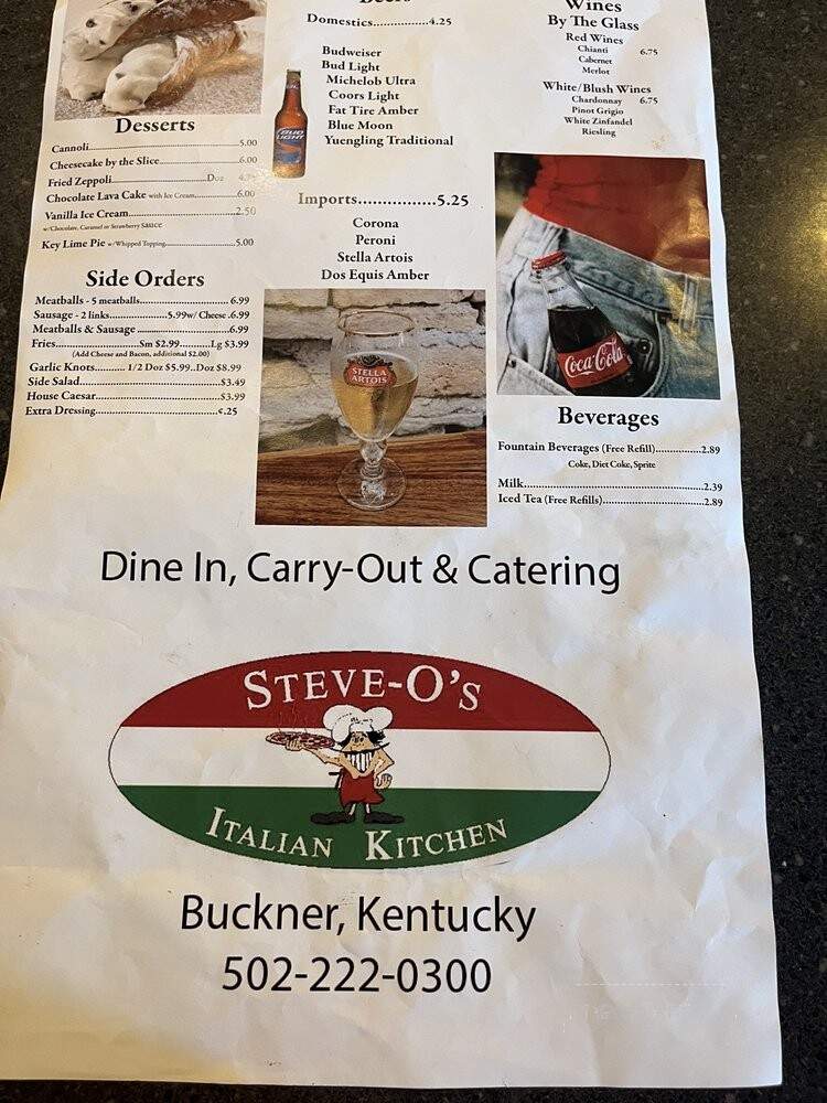 Steveo's Italian Kitchen - La Grange, KY menu_pic