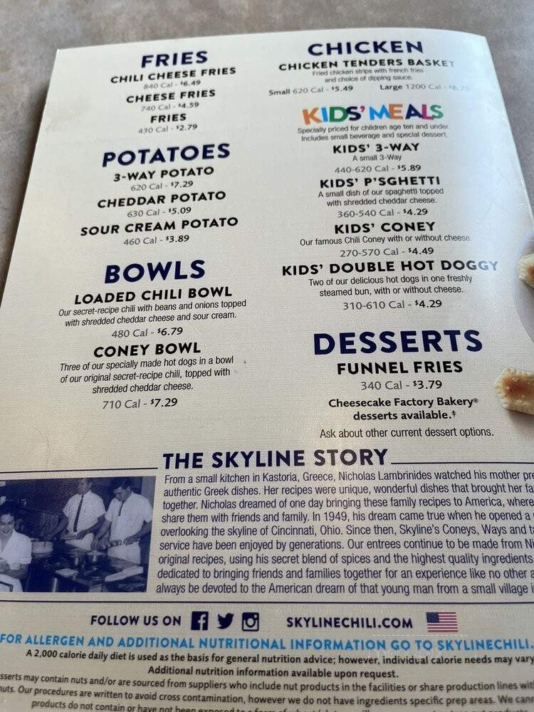 Skyline Chili - Louisville, KY menu_pic