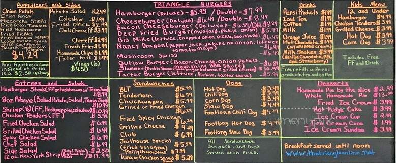 Triangle Restaurant - Nancy, KY menu_pic