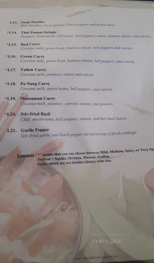 Planet Thai Inc - Lexington, KY menu_pic