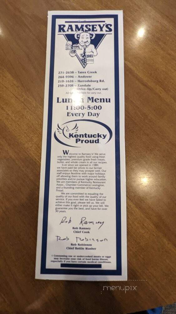 Ramsey's Diner - Lexington, KY menu_pic