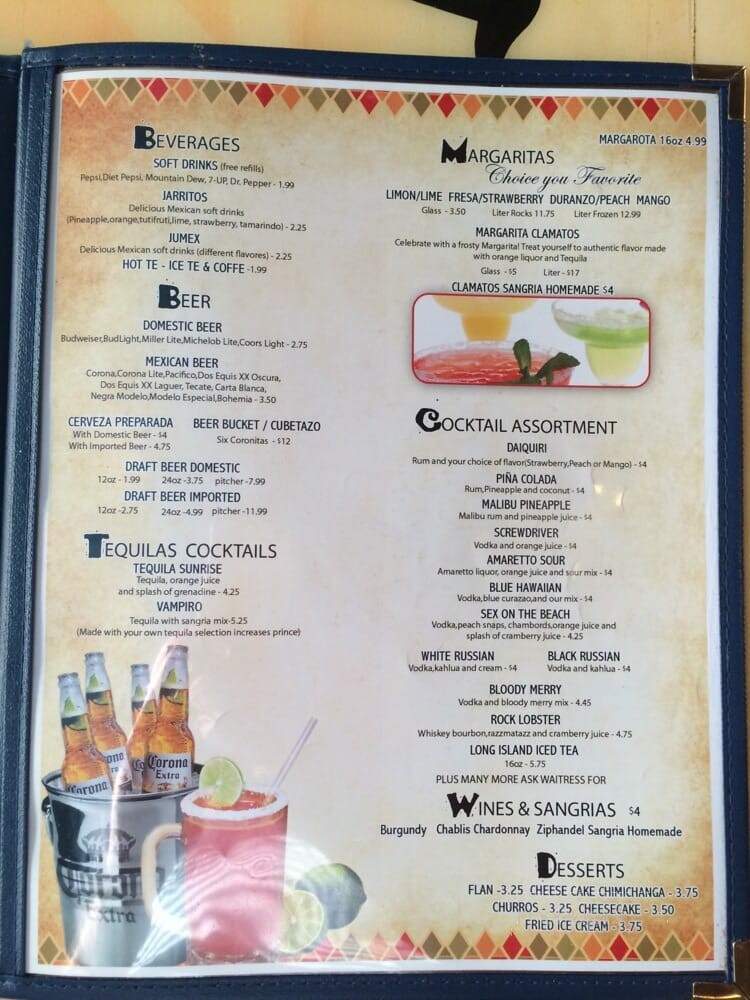 Clamatos Mexican Restaurant - Lexington, KY menu_pic