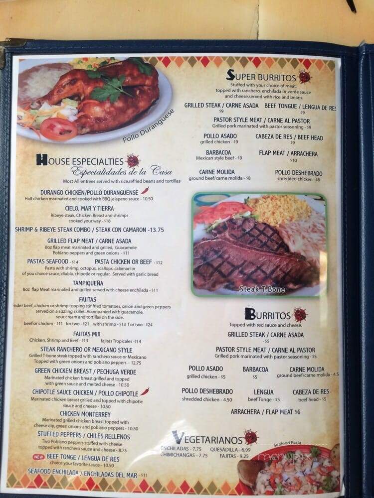 Clamatos Mexican Restaurant - Lexington, KY menu_pic