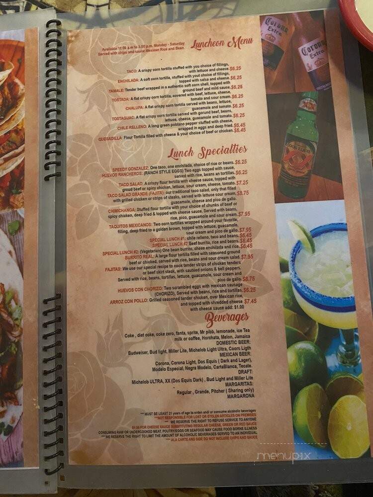 Real Hacienda Mexican Restaurant - Owensboro, KY menu_pic