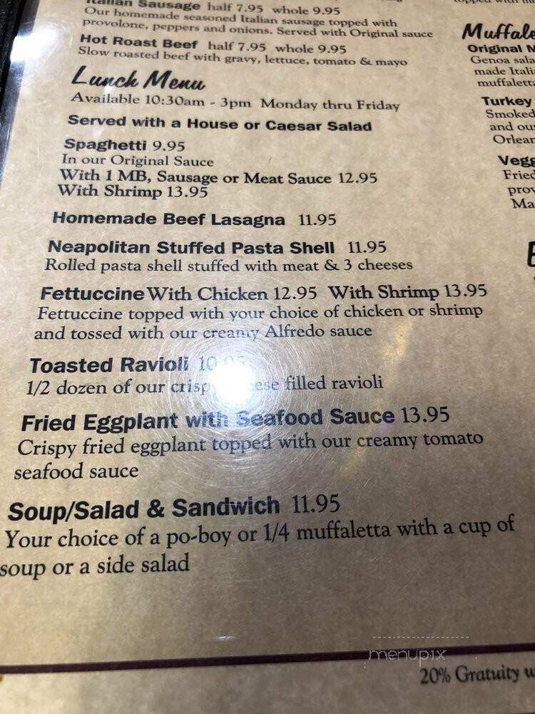 Monjunis Italian Cafe - Shreveport, LA menu_pic