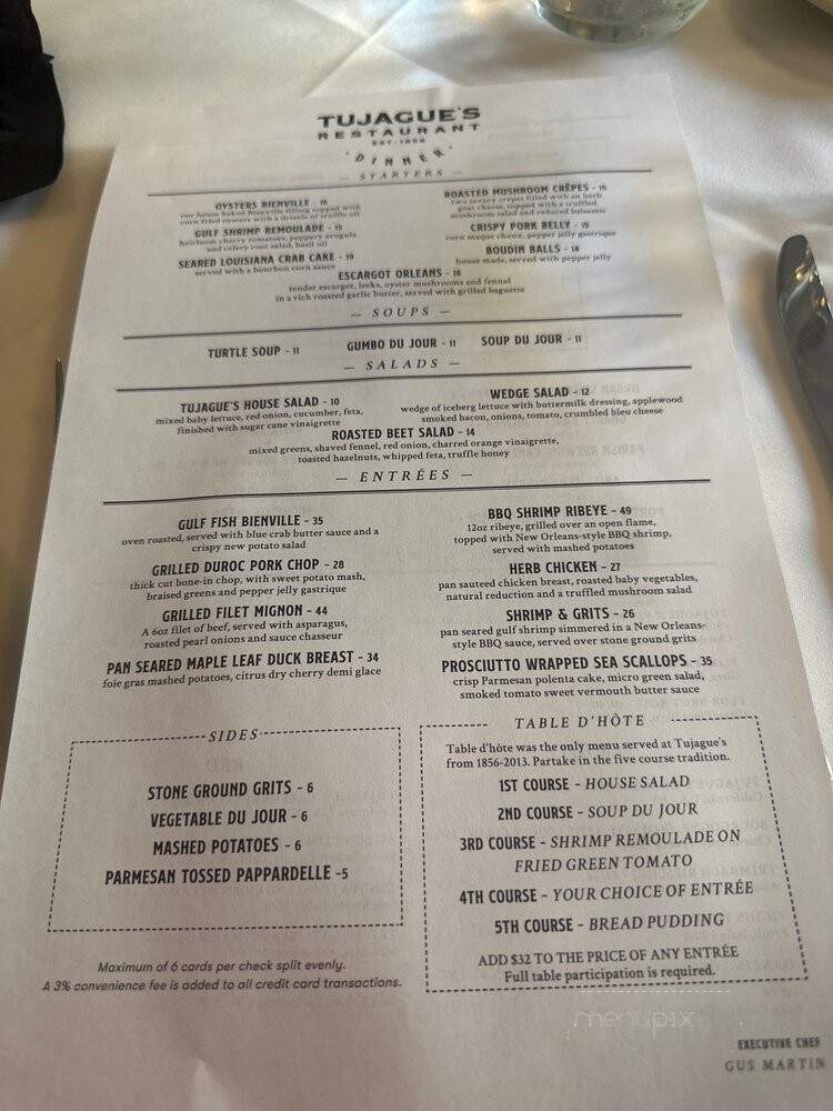 Tujague's Restaurant - New Orleans, LA menu_pic