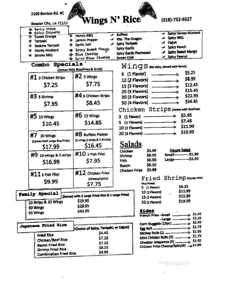Wing King - Bossier City, LA menu_pic
