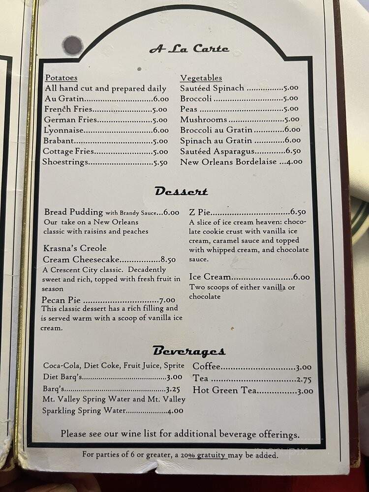 Crescent City Steakhouse - New Orleans, LA menu_pic