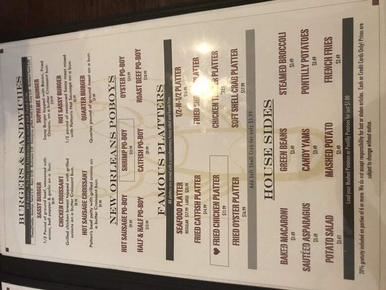 Sassafras Restaurant - New Orleans, LA menu_pic