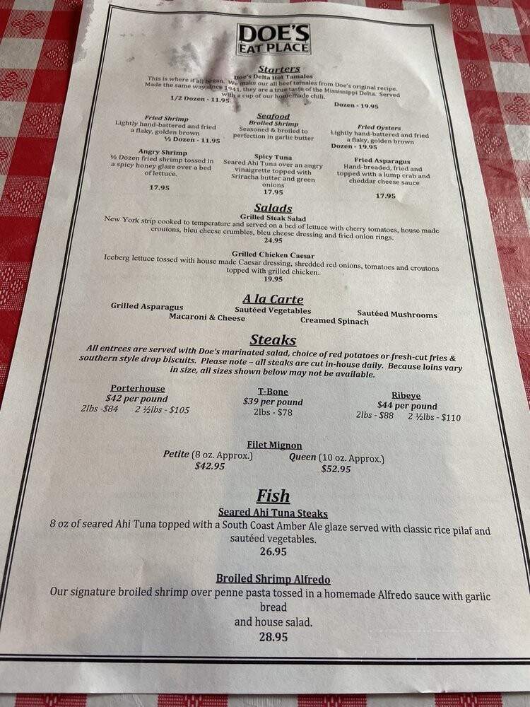 Doe's Eat Place - Baton Rouge, LA menu_pic