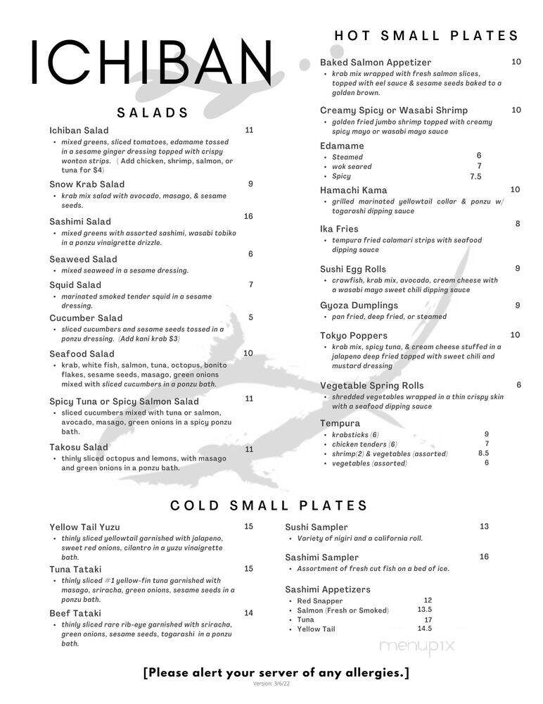 Ichiban Sushi Bar & Japanese - Baton Rouge, LA menu_pic
