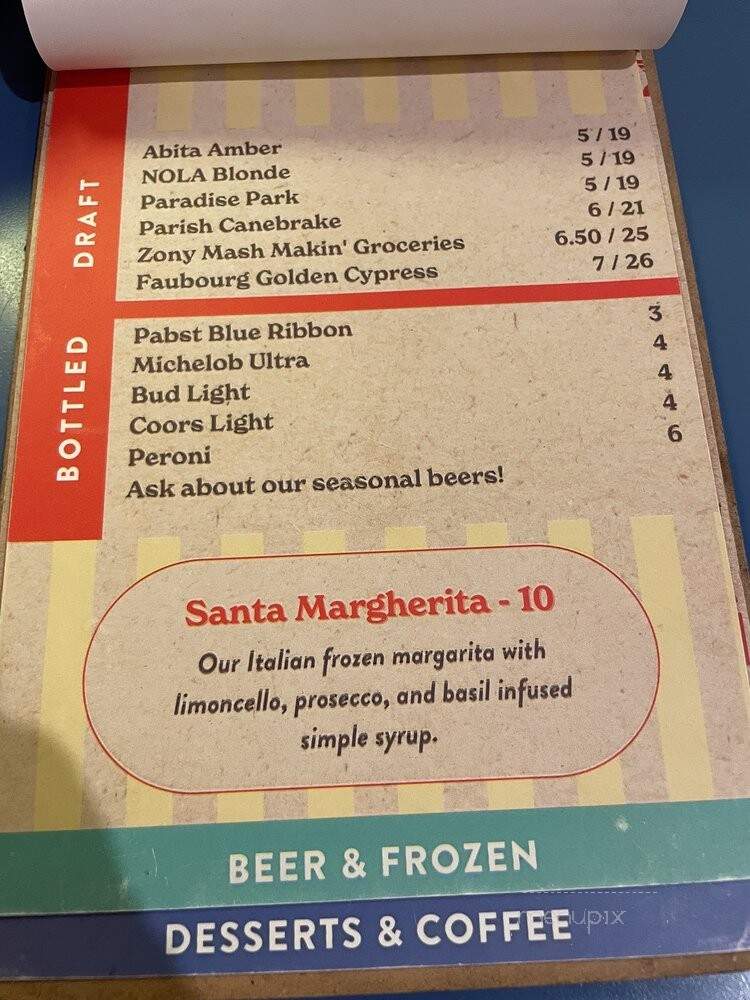 Reginelli's Pizzeria - New Orleans, LA menu_pic
