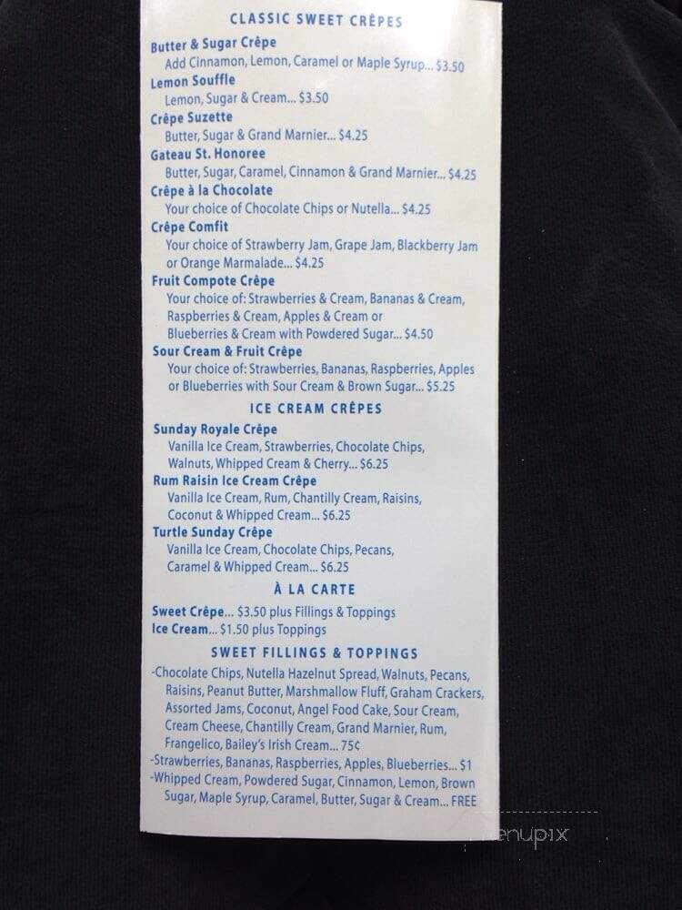 Crepes A La Cart - New Orleans, LA menu_pic