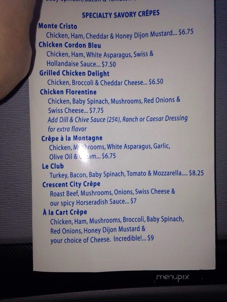 Crepes A La Cart - New Orleans, LA menu_pic