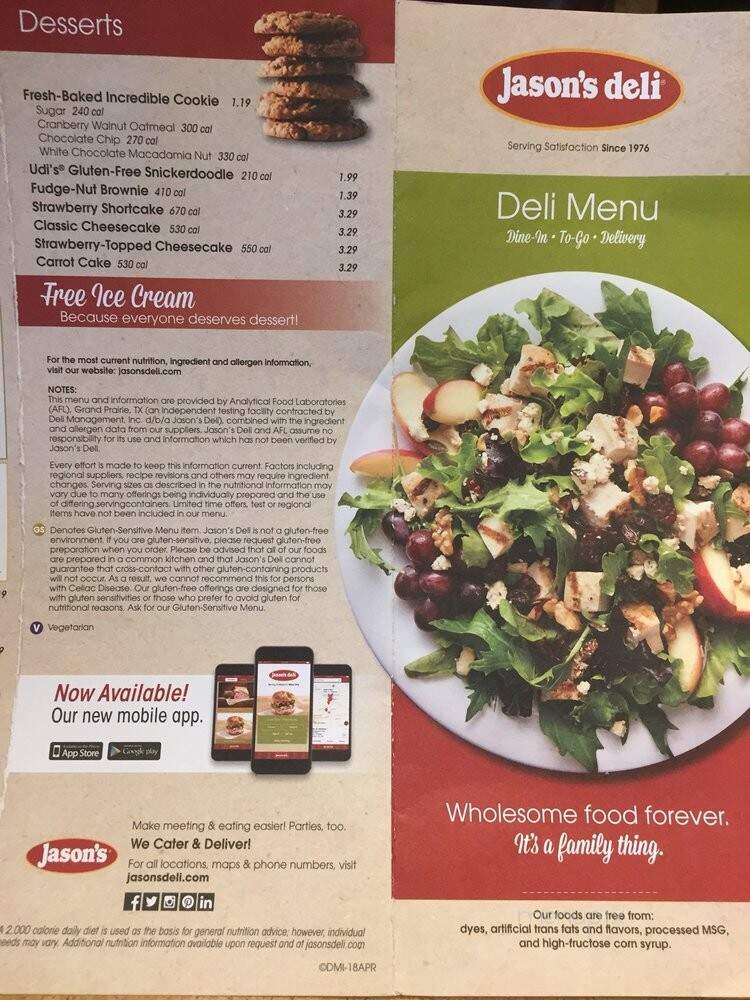 Jason's Deli - Baton Rouge, LA menu_pic