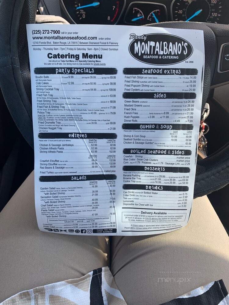 Montalbano's Seafood & Catering - Baton Rouge, LA menu_pic