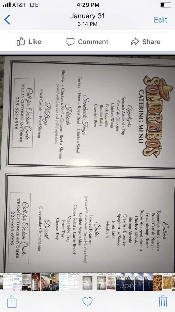 Los Sombreros Mexican Restaurant - Walker, LA menu_pic