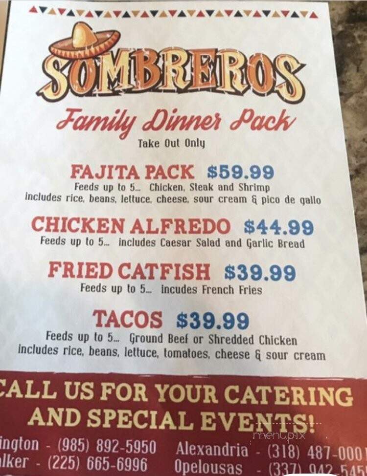 Los Sombreros Mexican Restaurant - Walker, LA menu_pic