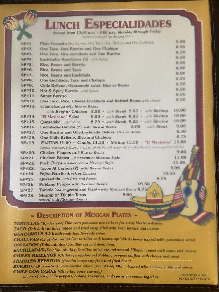 El Mexicano - LaPlace, LA menu_pic