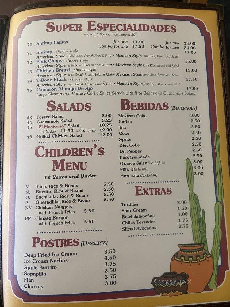 El Mexicano - LaPlace, LA menu_pic
