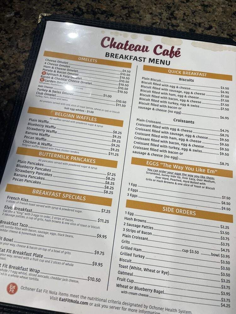 Chateau Coffee Cafe - Kenner, LA menu_pic