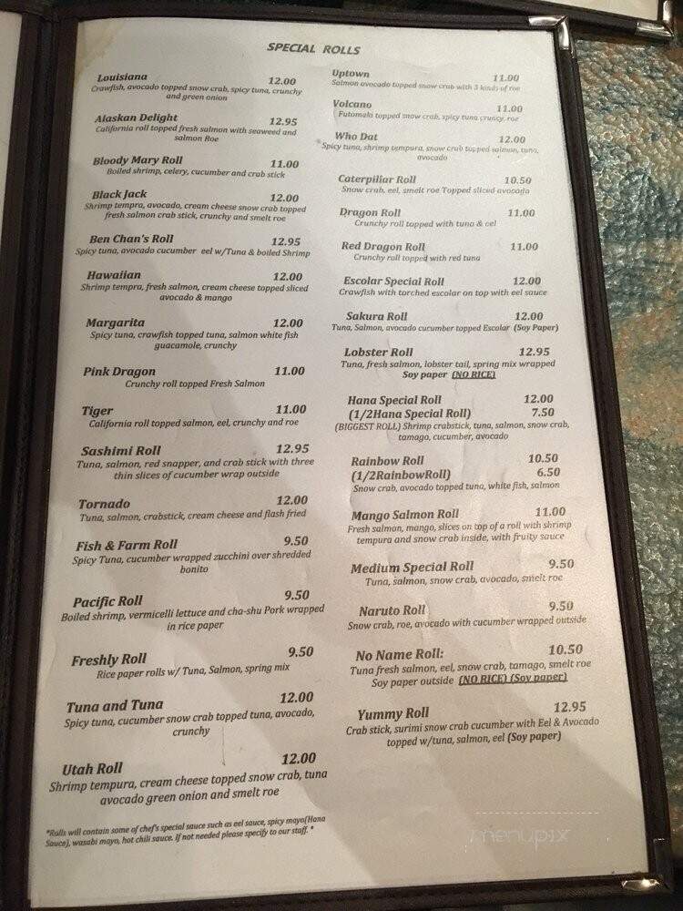 Hana Japanese Restaurant - New Orleans, LA menu_pic