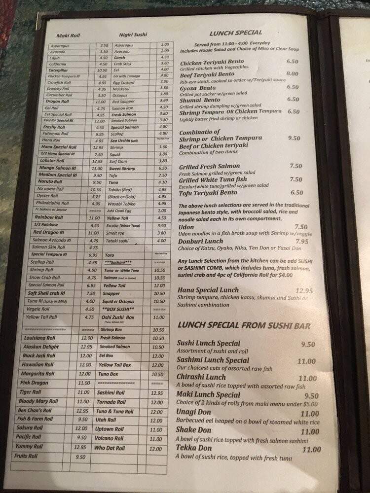 Hana Japanese Restaurant - New Orleans, LA menu_pic