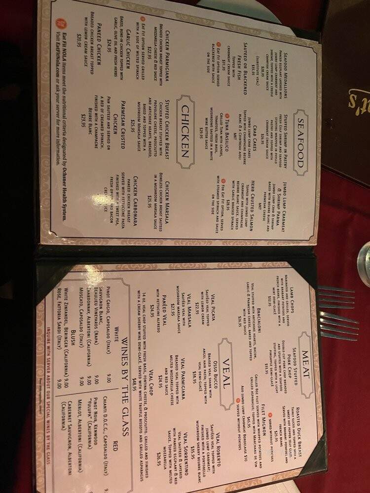 Vincent's On Saint Charles Ave - New Orleans, LA menu_pic