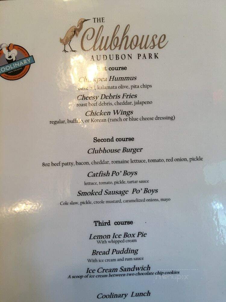 Audubon Park Clubhouse - New Orleans, LA menu_pic