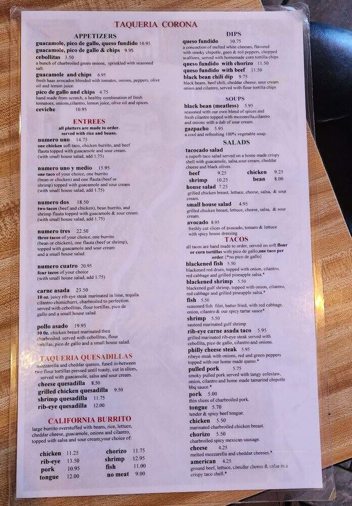 Taqueria Corona - New Orleans, LA menu_pic