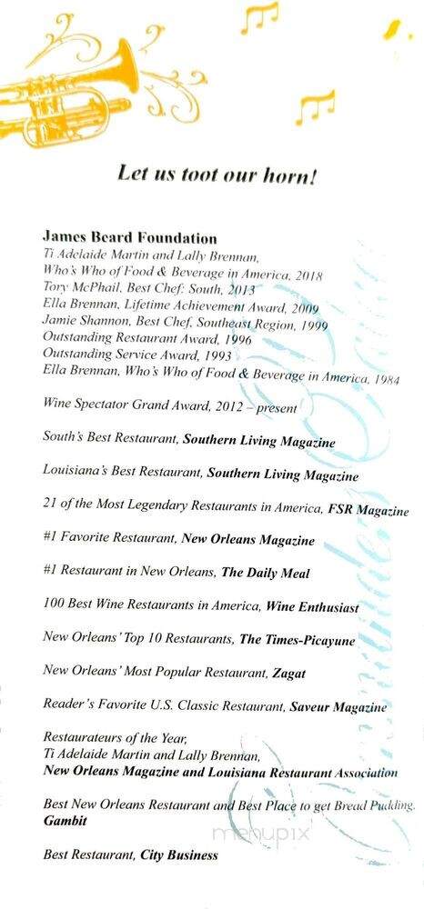Commander's Palace Restaurant - New Orleans, LA menu_pic