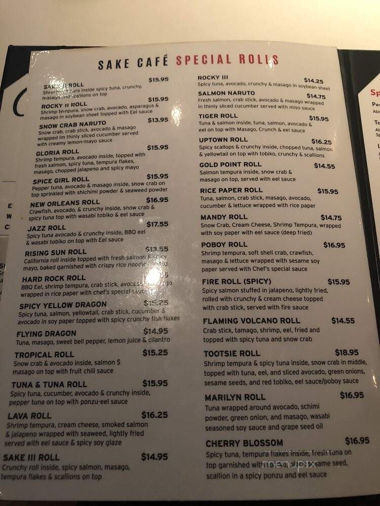 Sake Cafe - New Orleans, LA menu_pic