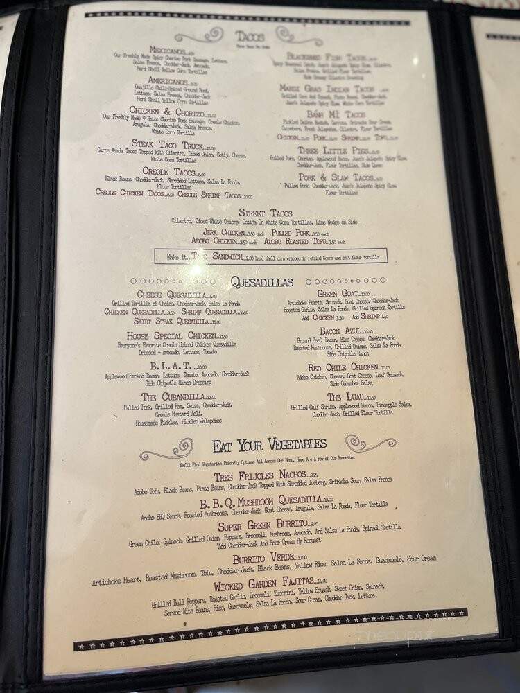 Juan's Flying Burrito - New Orleans, LA menu_pic