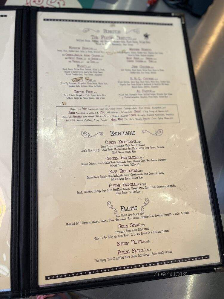 Juan's Flying Burrito - New Orleans, LA menu_pic