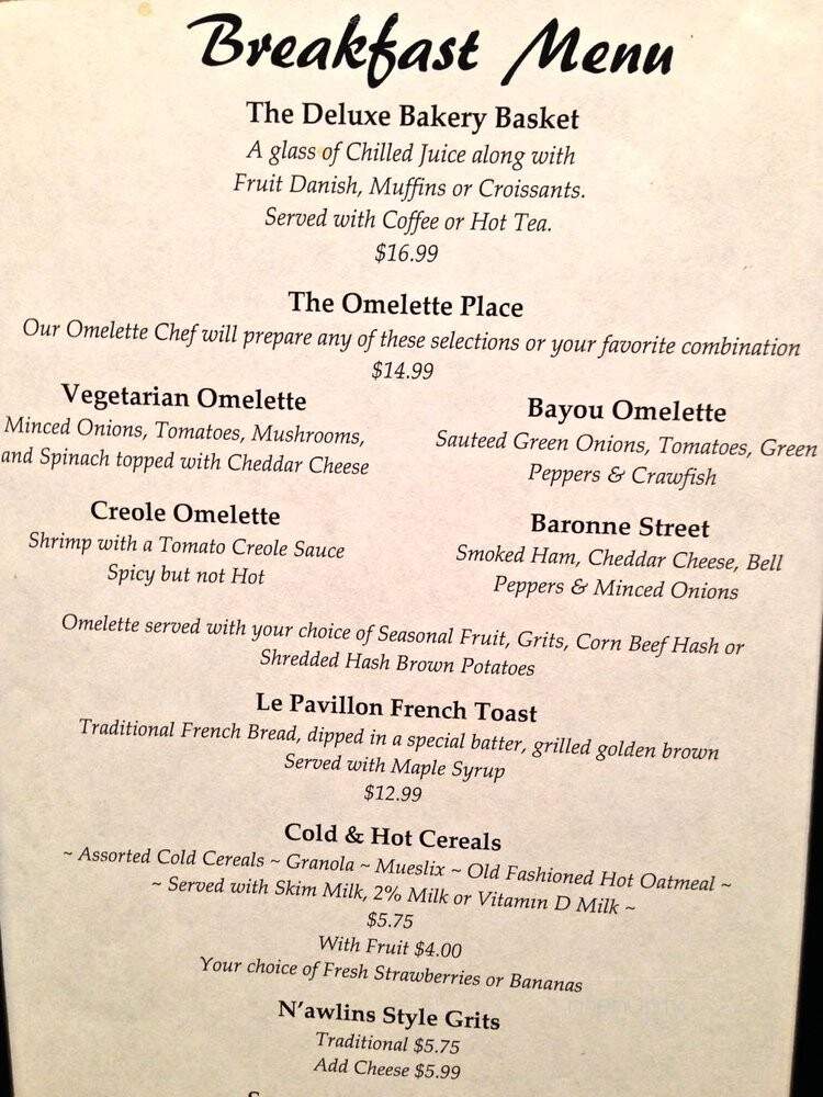 Crystal Room - New Orleans, LA menu_pic