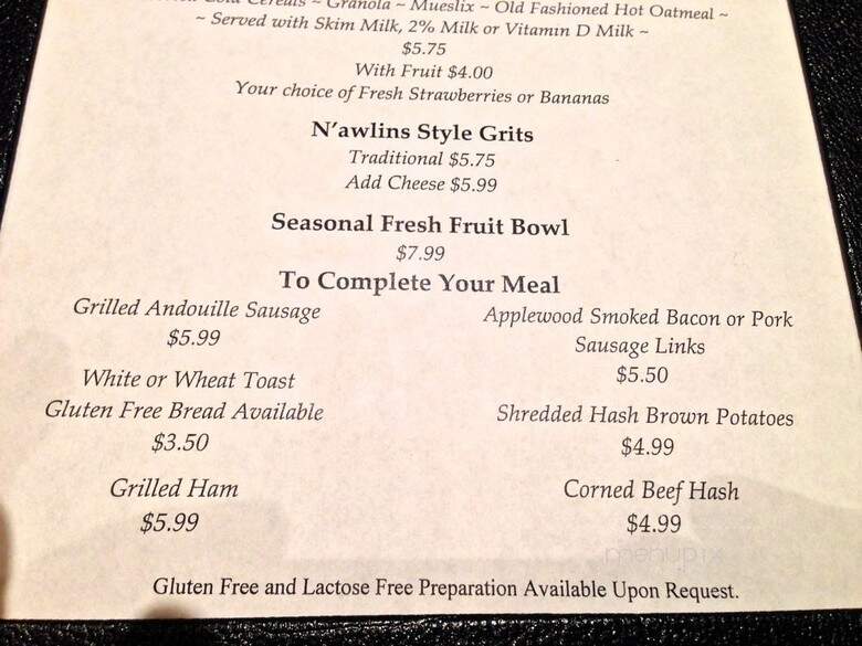 Crystal Room - New Orleans, LA menu_pic