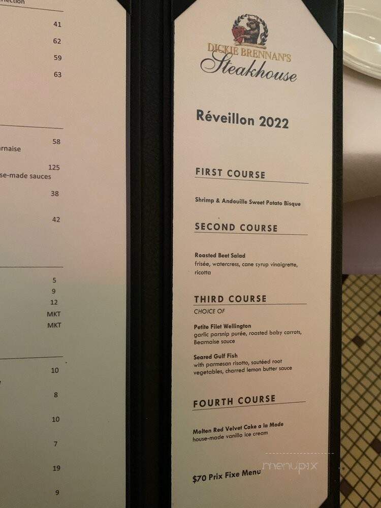 Dickie Brennan's Steakhouse - New Orleans, LA menu_pic