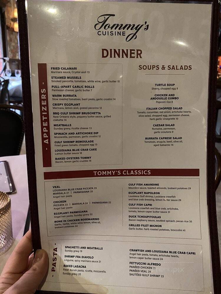 Tommy's Cuisine - New Orleans, LA menu_pic