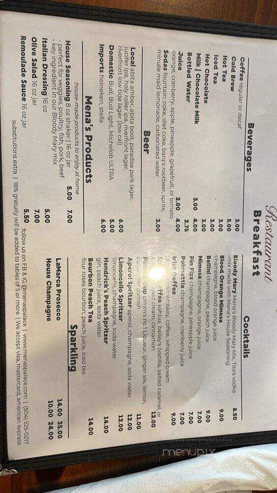 Mena's Palace - New Orleans, LA menu_pic