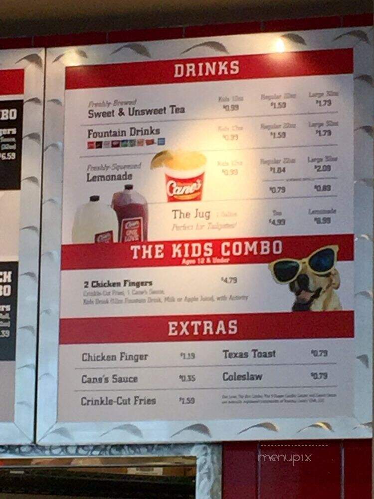 Raising Cane's Chicken Fingers - Kenner, LA menu_pic