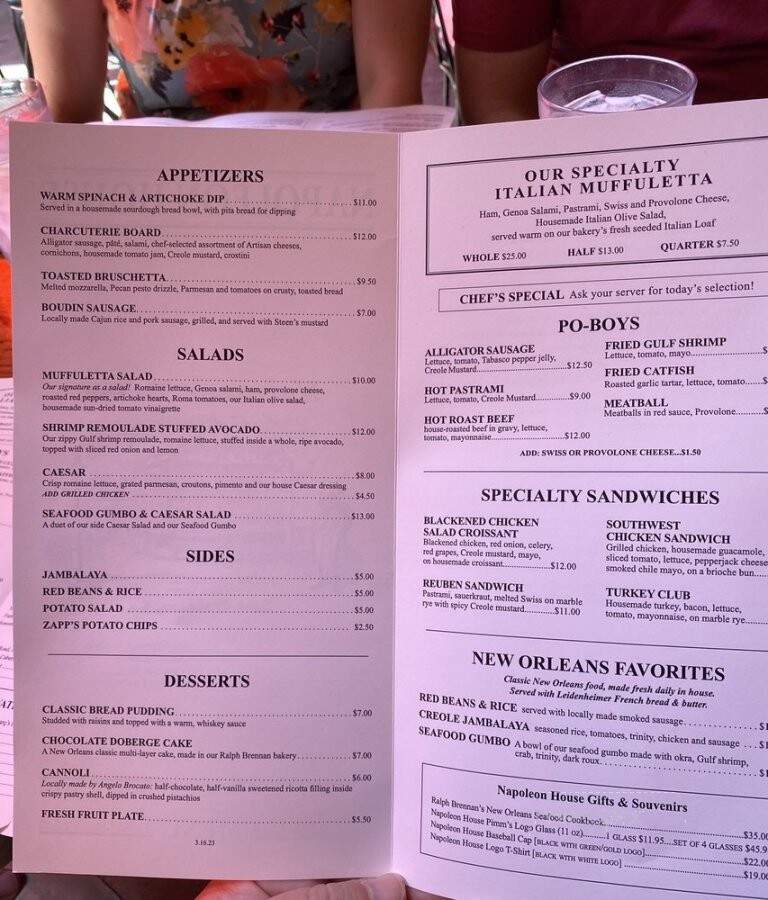 Napoleon House - New Orleans, LA menu_pic