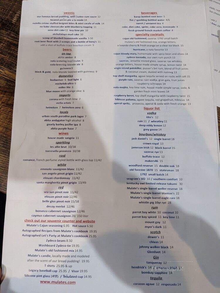 Mulate's The Original Cajun - New Orleans, LA menu_pic