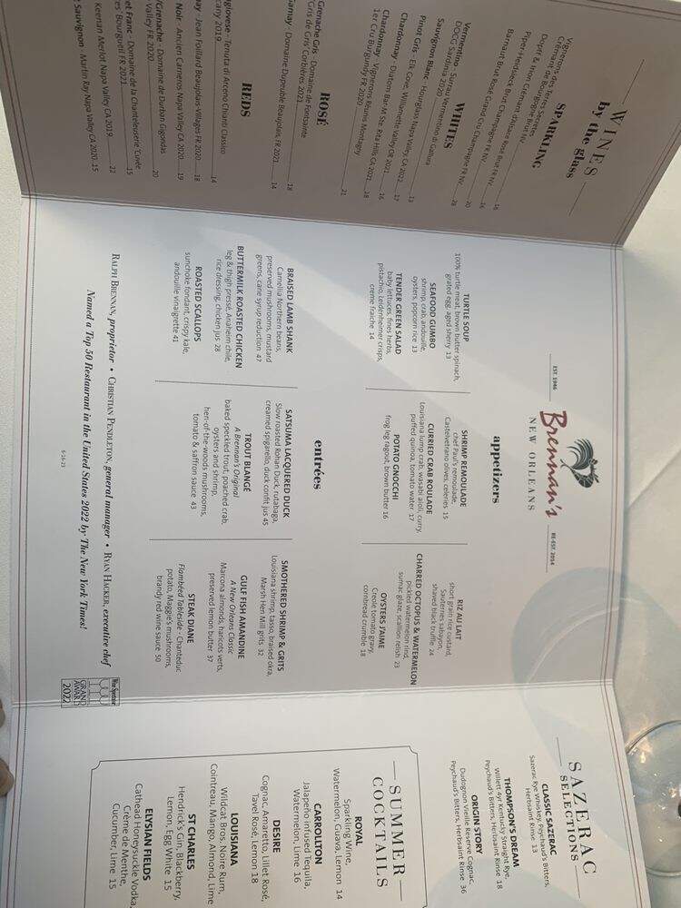Brennan's Restaurant Acctg Off - New Orleans, LA menu_pic