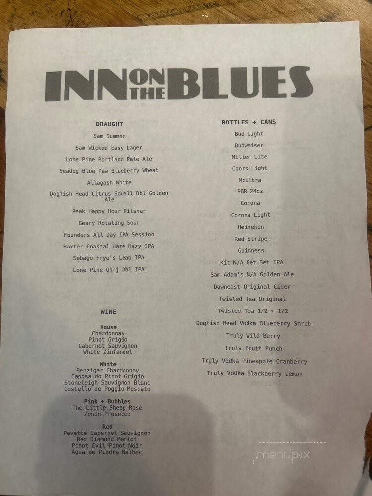 Inn On The Blue & Cabaret - York, ME menu_pic